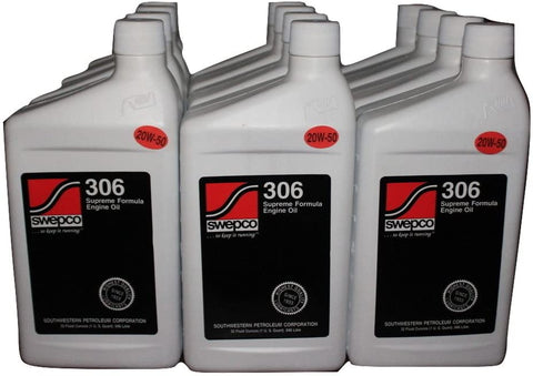 Swepco 306 Supreme Formula Engine Oil 20w50 (Case of 12 Qts.)
