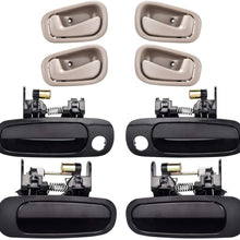 faersi 8Pcs Exterior Interior Door Handles Front and Rear Left Driver Side & Right Passenger Side Door Handle Replacement Set for 1998 1999 2000 2001 2002 Toyota Corolla Chevrolet Prizm