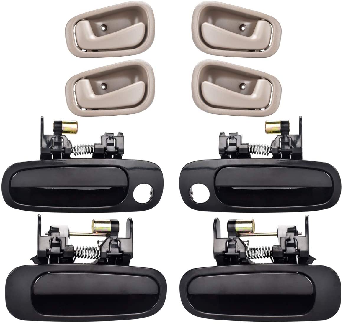 faersi 8Pcs Exterior Interior Door Handles Front and Rear Left Driver Side & Right Passenger Side Door Handle Replacement Set for 1998 1999 2000 2001 2002 Toyota Corolla Chevrolet Prizm