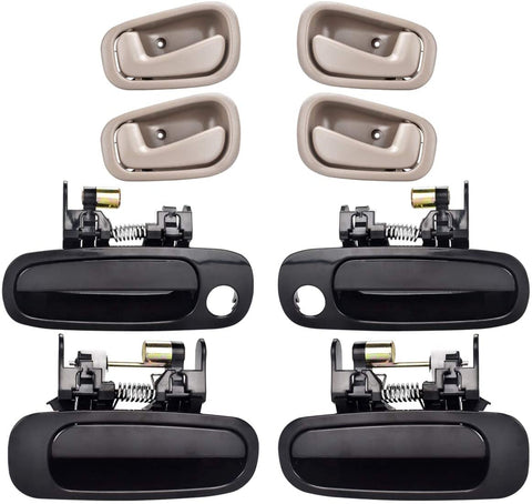 faersi 8Pcs Exterior Interior Door Handles Front and Rear Left Driver Side & Right Passenger Side Door Handle Replacement Set for 1998 1999 2000 2001 2002 Toyota Corolla Chevrolet Prizm