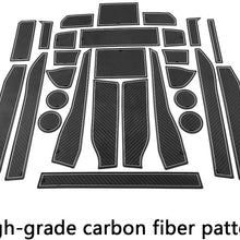 JIECHEN Custom Fit Cup Holder, Door, and Center Console Liner Accessories for Ford F-150 2017 2018 2019 2020 28-pc Set (Carbon Fiber Pattern - White)