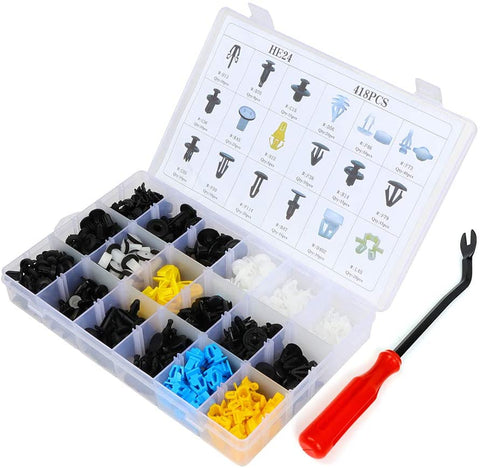 SCITOO 418Pcs Bumper Retainer Clips Kit Car Fastener Rivet Door Trim Panel Clips fit for GM Toyota Honda Ford Chrysler,18 Sizes
