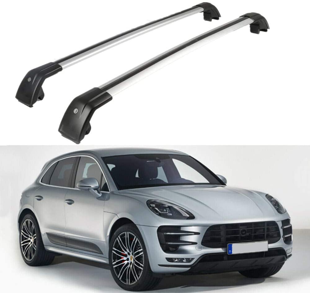 MotorFansClub Roof Rack Cross Bars Fit for Compatible with Porsche Macan 2014-2019 2020 Crossbars Baggage Cargo Luggage Aluminum (2 PCS)