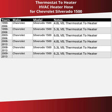 Gates Thermostat To Heater HVAC Heater Hose for 1999-2013 Chevrolet Silverado 1500 6.2L 5.3L 4.8L 6.0L V8 - Molded Heating Air Conditioning