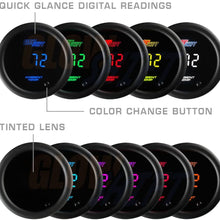 GlowShift 10 Color Digital Air Temperature Gauge Kit - Reads Outside Air Temp from -40-200 Degrees F - Includes Sensor - Multi-Color LED Display - Tinted Lens - 2-1/16" (52mm)