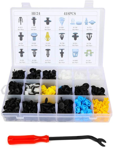 ECCPP Car Clips Pushtype Retainer Clips Kit with 18 Sizes Panel Trim Fasteners Rivet Kits Fit for GM Toyota Honda Ford Chrysler,418Pcs