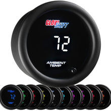 GlowShift 10 Color Digital Air Temperature Gauge Kit - Reads Outside Air Temp from -40-200 Degrees F - Includes Sensor - Multi-Color LED Display - Tinted Lens - 2-1/16" (52mm)