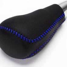 Bwen Car Cover Genuine Leather Gear Shift Cover,Hand Brake Cover fit for Toyota Corolla 2014 2015 2016 2017 2018,Black with Blue Stitches