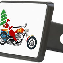 Truly Teague Rectangular Hitch Cover Holiday Biker Santa on his Motorcycle/Chopper