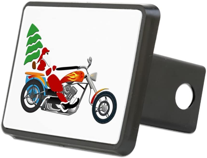 Rectangular Hitch Cover Holiday Biker Santa on his Motorcycle/Chopper