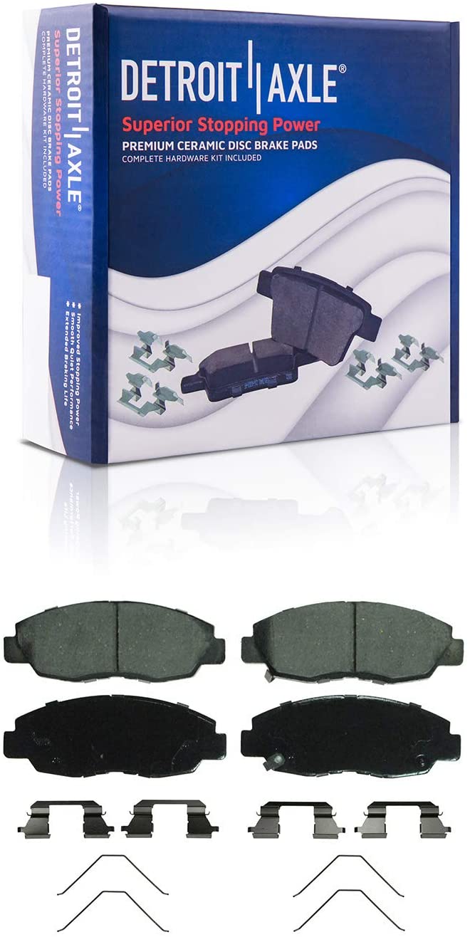 Detroit Axle - Front Ceramic Brake Pads w/Hardware Kit - Check Vehicle Fitment Chart