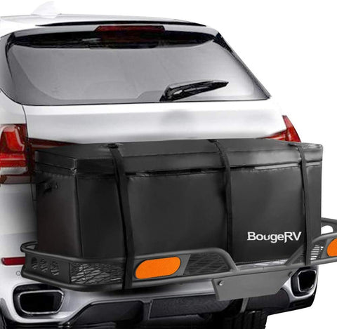 BougeRV Hitch Cargo Carrier Bag Waterproof/Rainproof Hitch Mount Cargo Bag for Car Truck SUV Vans Hitch Trays and Hitch Baskets (48'' L x 20'' W x 22'' H)