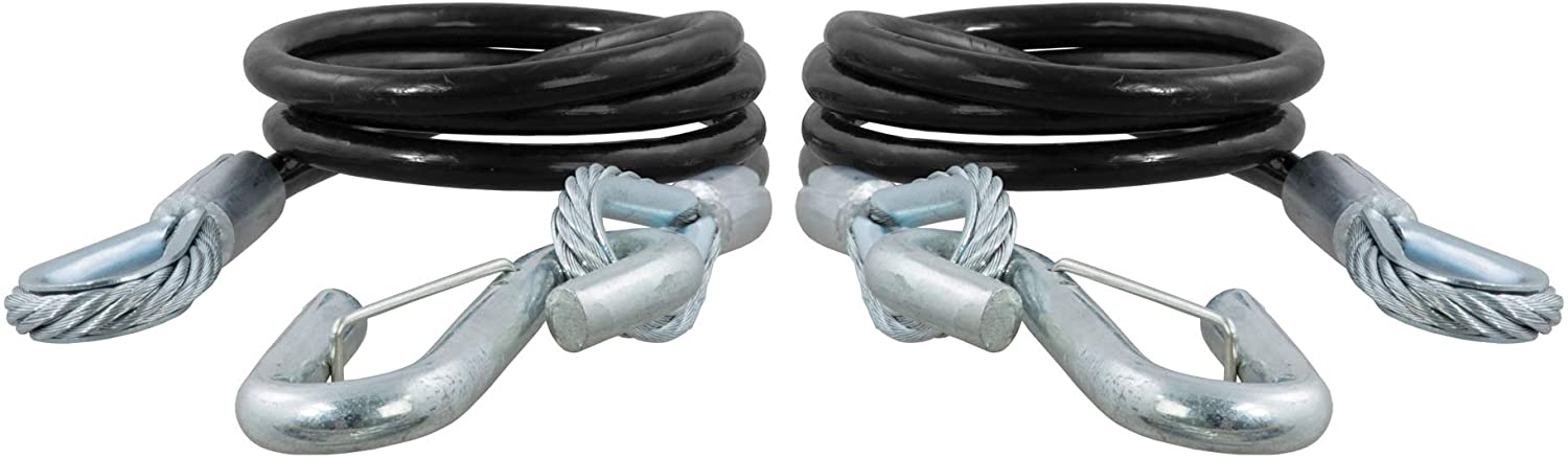 CURT 80151 44-1/2-Inch Vinyl-Coated Trailer Safety Cables, 7/16-In Snap Hooks, 5,000 lbs Break Strength, 2-Pack