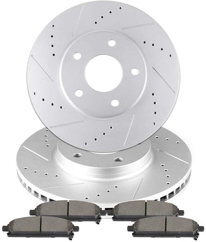 FINDAUTO Front Brake Disc Rotors(2) and Ceramic Pads(4) Fit for 2004-2009 2011-2017 for N-issan Quest