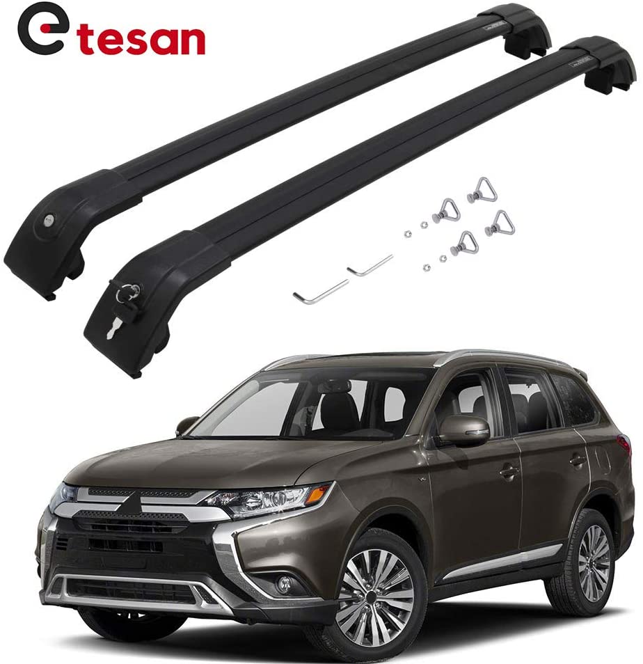 2 Pieces Cross Bars Fit for Mistsubishi Outlander 2016-2021 Black Cargo Baggage Luggage Roof Rack Crossbars