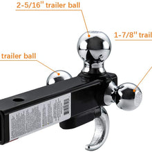TOPSKY TS2012 Trailer Hitch Ball Mount with Hook, 2 Inch Receiver, Hollow Shank Tow Hitch, Hitch Pin & Clip, Chrome