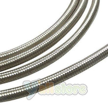 5FT 6AN Silver Nylon Stainless Steel Braided Fuel Hose Oil Line Hose 5Feet 6AN