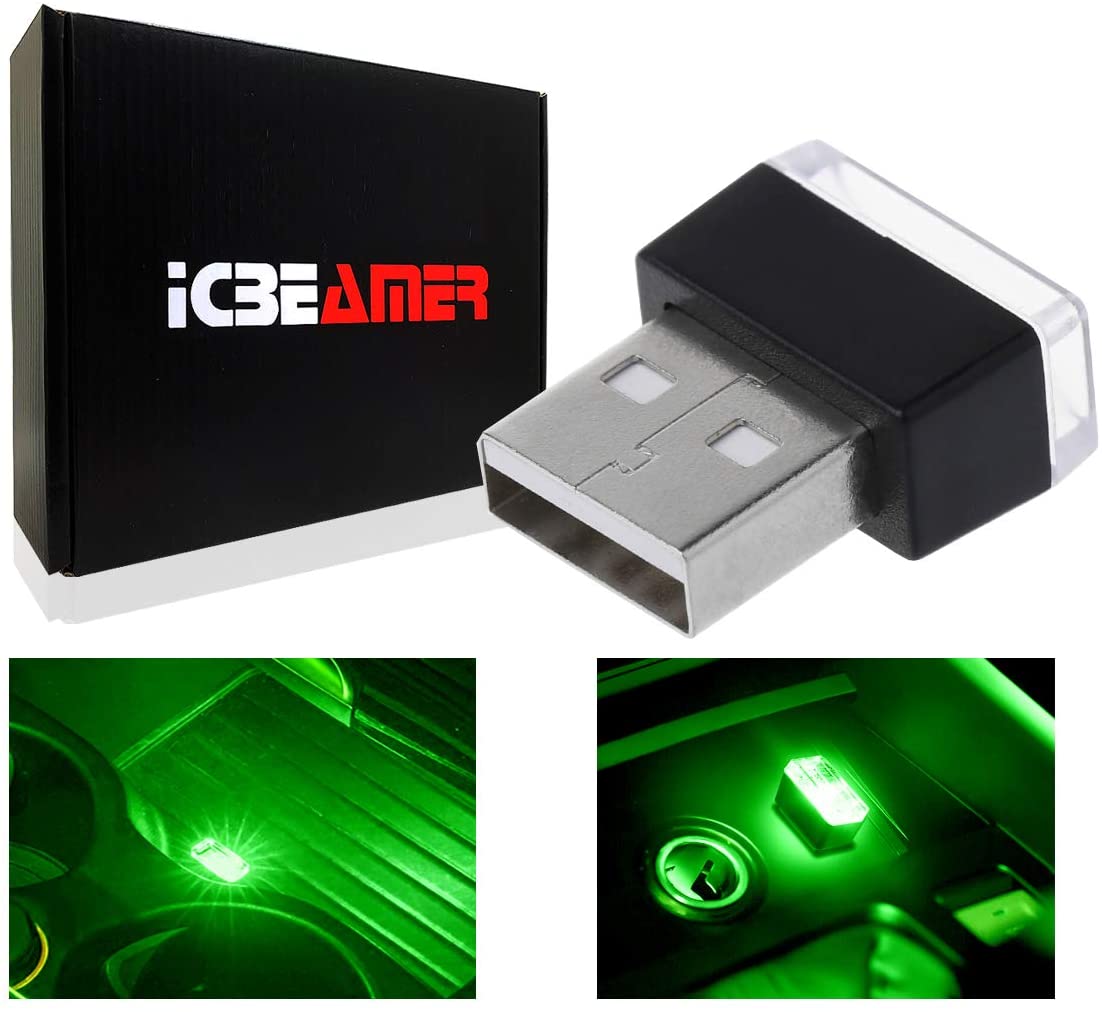 ICBEAMER [ Color:Red Universal USB Interface Plug-in Miniature Night Light LED Car Interior Trunk Ambient Atmosphere