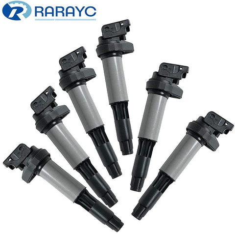 Ignition Coil Pack of 6 - Compatible with BMW 325i, 335i, 328i, 525i, 530i, 330i, 650i, X3, X5, M3 and more- Replacement for Bosch 0221504470 12138616153 12138657273 12137594937 12137562744