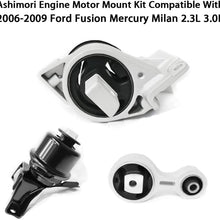 Ashimori Compatible With 2006-2009 Ford Fusion Mercury Milan 2.3L 3.0L 2WD Transmission Engine Motor Mount Set A5473 A5474 A5381