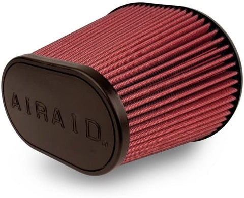Airaid 720-472 Universal Clamp-On Air Filter: Oval Tapered; 6 Inch (152 mm) Flange ID; 9 Inch (229 mm) Height; 10.75 Inch x 7.75 Inch (273 mm x 197 mm) Base; 7.25 Inch x 4.25 Inch (184 mm x108 mm) Top