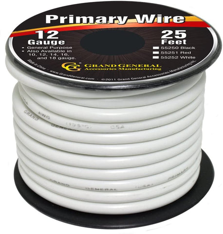Grand General 55253 Primary Wire 100ft Roll (with Spool for trucks, automobile and more, Black)