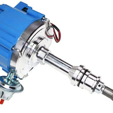 A-Team Performance Complete HEI Distributor 65K Coil 7500 RPM Compatible with Small Block Ford SBF 5.8 L 351W Windsor 8 Cylinder One Wire Installation Blue Cap