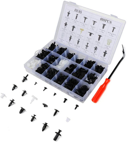 SCITOO 408Pcs Bumper Retainer Clips Kit Car Fastener Rivet Push Door Trim Panel Clips fit for GM Toyota Honda Ford Chrysler,18 Sizes