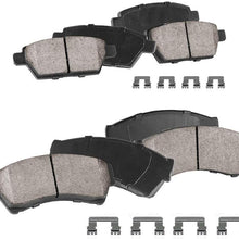 CPK11192 FRONT + REAR Performance Grade Quiet Low Dust [8] Ceramic Brake Pads + Dual Layer Rubber Shims + Hardware