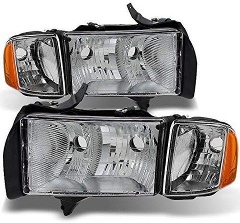 For Dodge Ram 1500 2500 3500 Pickup Truck Sport Package Clear Headlights Head Lamps Replacement Pair Set