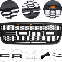 Matte Black Front Grill for Ford F150 2004 2005 2006 2007 2008, Raptor Style Grille, Amber LED Lights, Replaceable Letters