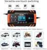 Enhanced Edition Car Battery Charger 12V/8A 24V/4A Compatible Automotive Smart Portable Battery Charger Maintainer/Pulse Repair Charger Pack for Car, Motorcycle, Lawn Mower and More