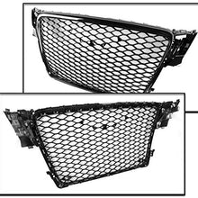 ZMAUTOPARTS For 2009-2012 Audi A4 / S4 B8 8T RS5 Style Honeycomb Mesh Hex Grille Gloss Black