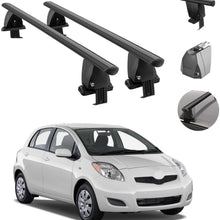 Roof Rack Cross Bars Lockable Luggage Carrier Smooth Roof Cars | Fits Toyota Yaris Hatchback 2009-2018 Black Aluminum Cargo Carrier Rooftop Bars | Automotive Exterior Accessories
