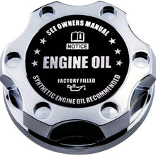 VMS RACING CHROME OIL CAP with BLACK ENGINE OIL NOTICE Emblem in CNC Machined Billet Aluminum Compatible with Chevy Chevrolet Camaro SS 16-20 2016-2020 NEW LT LT-1 V8 Wet Sump Engines Only