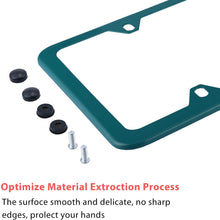 LivTee 4 Holes Stainless Steel License Plate Frames, 2 PCS Car Licence Plate Covers Slim Design with Bolts Washer Caps for US Vehicles, Green