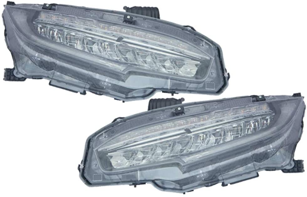 HEADLIGHTSDEPOT Headlight Set w/LED DRL High/Low Beam Right Light Pair Compatible with 2016-2017 Honda Civic