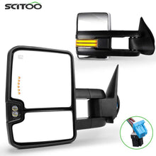 SCITOO Tow Mirrors Compatible with 2003-2006 for GMC Sierra Towing Mirrors with Power Heated with Turn Signal Light Running Light Lens with LED Light Chrome Housing