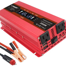 IpowerBingo Power Inverter 1000W/2000W Dual AC Outlets and Dual USB Charging Ports DC 12V to 110V AC Car Converter with Digital Display