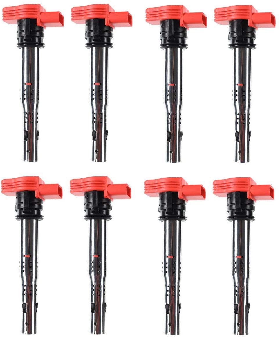 A-Premium Ignition Coil Pack Replacement for Audi A4 A5 A6 A7 A8 Quattro Q5 Q7 R8 S4 S5 S6 S8 SQ5 Porsche Touareg Red