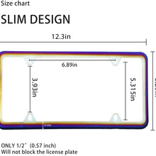 LivTee 4 Holes Colorful Roasted Blue Stainless Steel License Plate Frames, 2 PCS Car Licence Plate Covers Slim Design with Bolts Washer Caps for US Vehicles