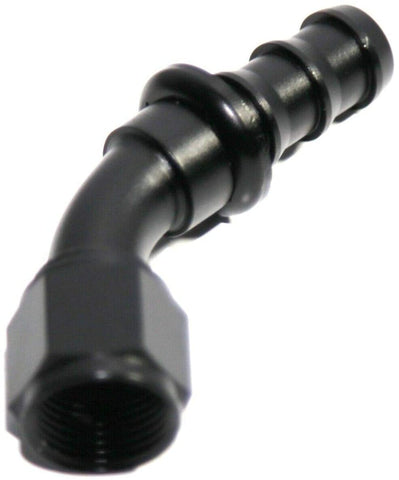 (one) AN10 10AN AN-10 45° Swivel Fuel Oil Gas Line Push-on Hose End Fitting Black