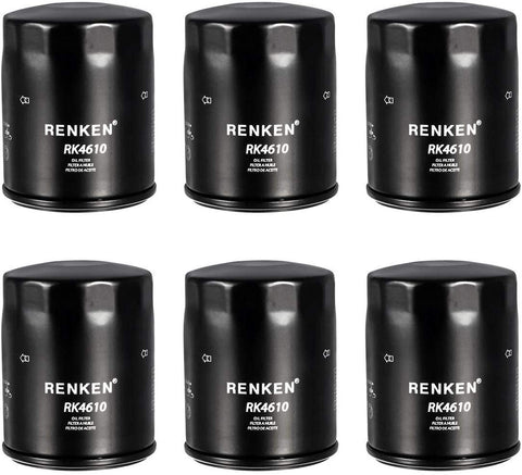 RENKEN RK4610 Premium Spin On Oil Filter for PH7317 L14610 51356, Pack of 6