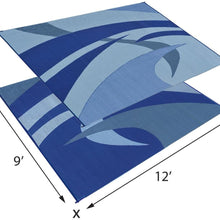 Reversible Mats 159123 Outdoor Patio / RV Camping Mat - Swirl (Blue/Black/Grey, 9-Feet x 12-Feet)