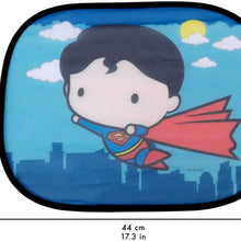 Side Car Window Sun Shade - 17"x13" Cling Sunshade for Glare and UV Ray Protection for You and Your Child - Baby Side Window Car Sun Shades - Licensed DC Comics Chibi Superman