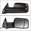 Replacement for RAM 1500 2500 3500 Pair of Black Powered + Heated Smoked Signal + Foldable Side Towing Mirrors