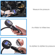 Digital Tire Pressure Gauge MICTUNING Heavy Duty 200 PSI Tire Inflator Air Pressure Gauge with Air Chuck, Valve Extender and Compressor Accessories Black Fits Car Truck Bike Motorcycle