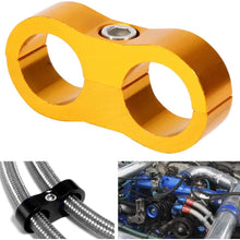 Universal Oil Hose Clamp,Double Hole Tubing Clamp,AN10 Aluminum Alloy Oil Fuel Hose Braided Hose Separator Divider Clamp Car Modification(Golden)