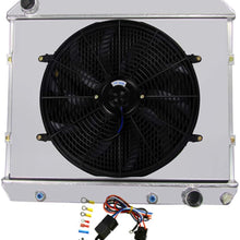 CoolingSky 52MM 3 Row Core Aluminum Radiator +16" Fan W/Shroud Combo & Relay Kit for 1961-1966 Chevy C/K 10 20 30 Pickup Truck, More GM Models丨Direct Replacement