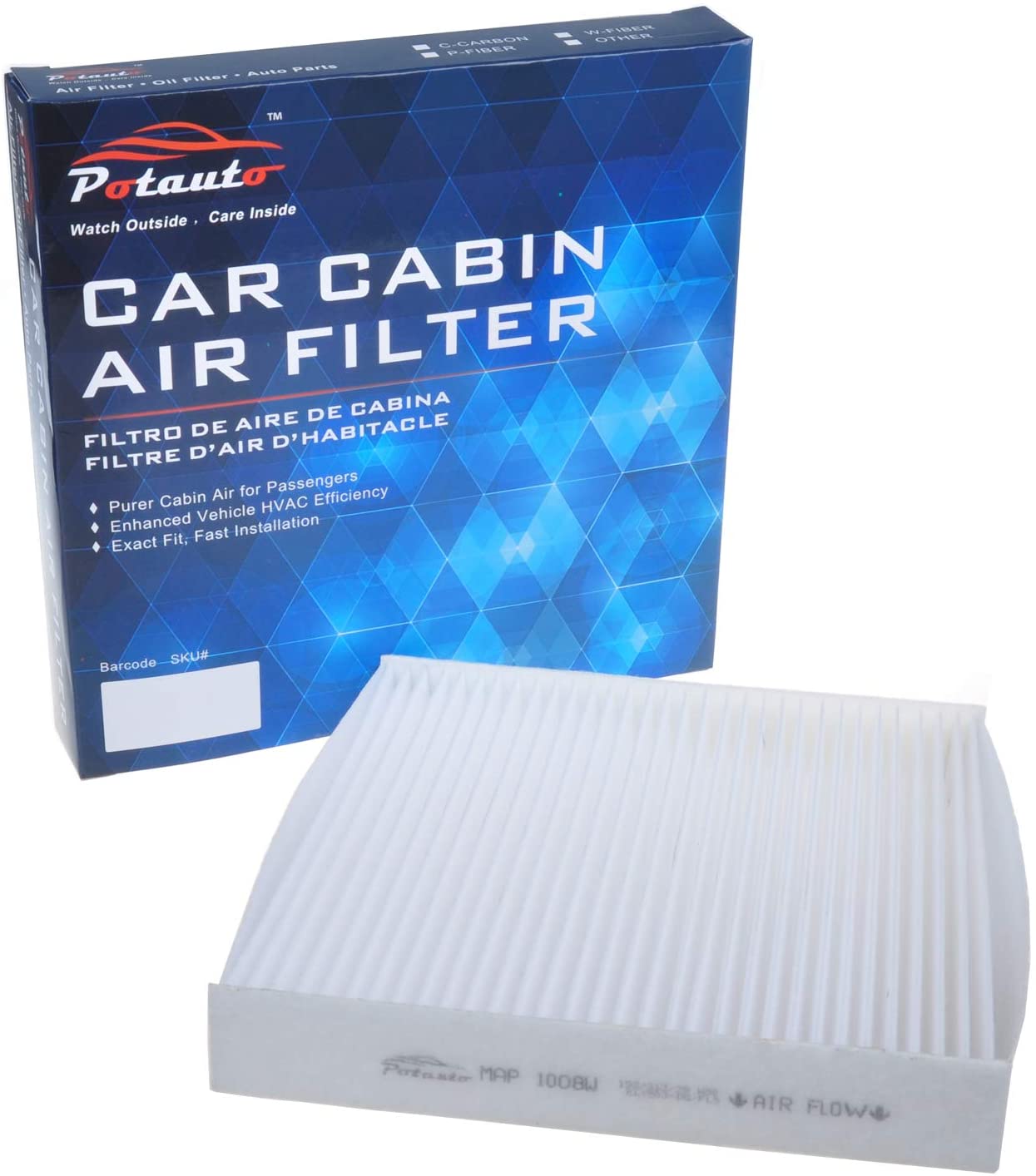 POTAUTO MAP 1008W (5-Pack) Cabin Air Filter Replacement compatible with LEXUS, PONTIAC, SCION, SUBARU, TOYOTA